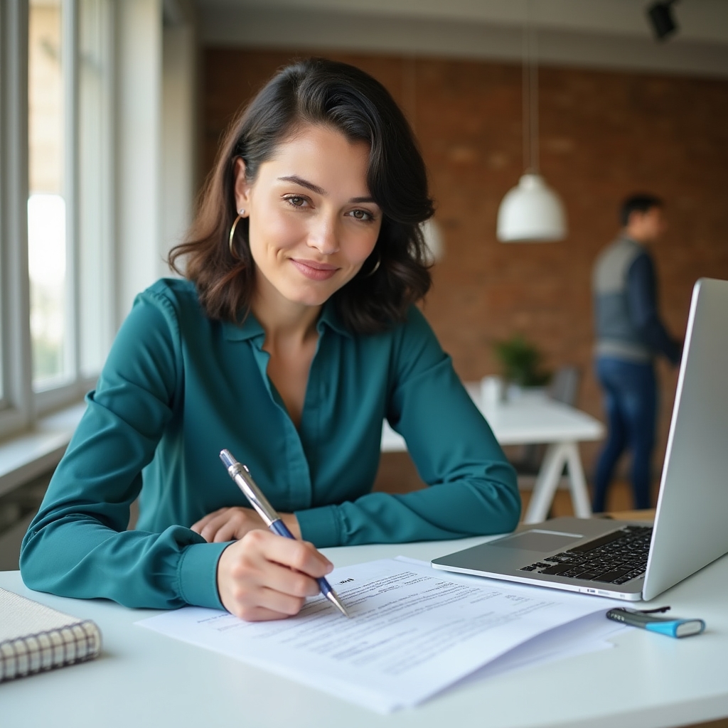 Person reviewing legal documents at a desk